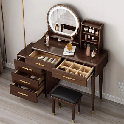 Aesthetic Design Dresser Cabinet Brown Nordic Modern Wood Modern Makeup Table Storage Organizer Mesa De Maquillaje Furniture