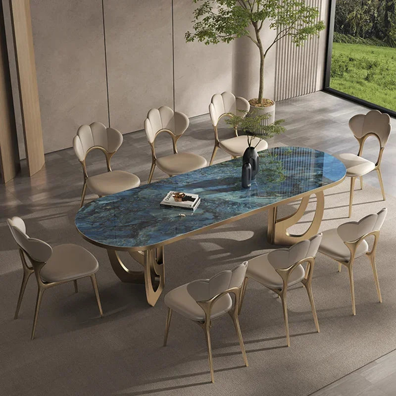 luxury Kitcjen Dining Table Set 6 People Desk legs metal Marble Dining Table Coffee Multifunctional mesa comedor home furniture