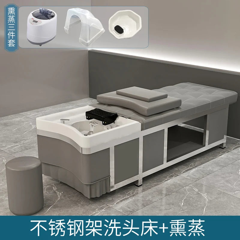 Ergonomics Shampoo Bed Wash Hair Steel Japanese Head Spa Water Circulation Head Hair Cama De Champu Salon Equipment MQ50SC