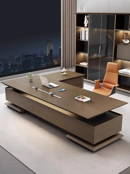 Luxury Desk Simple Modern President Work Chairman Office Desk L-shaped Table Computer Mesa De Escritorio Office Furniture KMOD