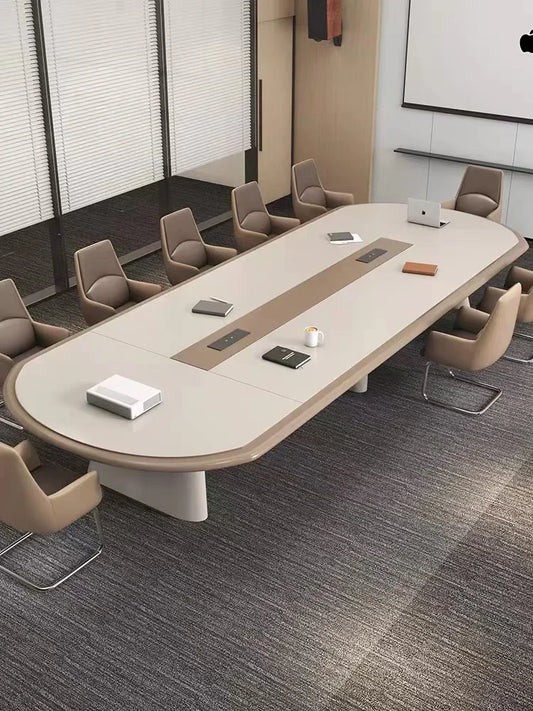 Painted Conference Table, Long Table, Modern and Minimalist Conference Room, Conference Table, Strip Negotiation Table and Chair