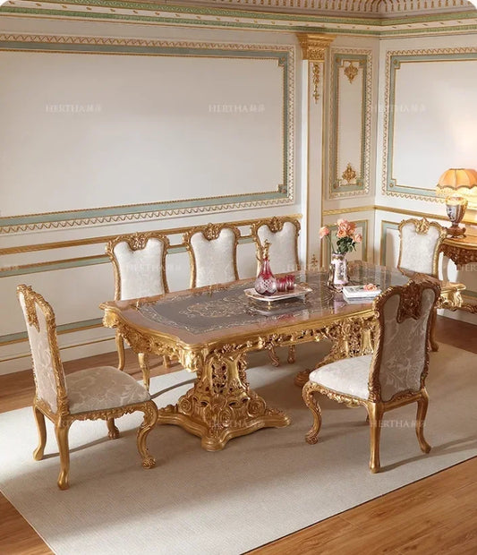 French palace style long dining table and chair combination of classical luxury dining table European restaurant furniture