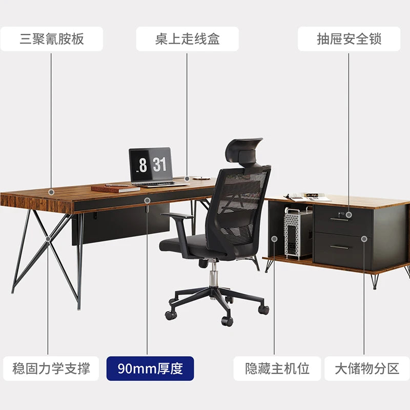 Computer Drawers Modern Work Table Executive Workbench Office Desk Storage Luxury Writing Tavolo Da Lavoro Office Furniture