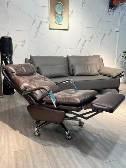 PU High Back electric office chair with footrest chairs  Armchair Computer Swivel Luxury Boss Executive Leather Office Chairs