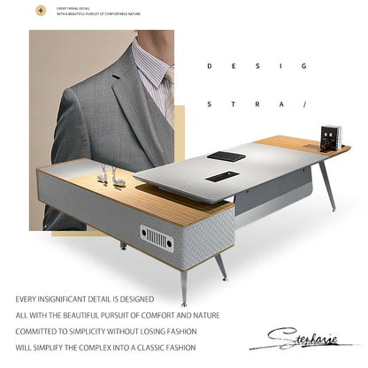 Boss desk and chair combination simple modern office single manager desk president desk double cabinet executive desk