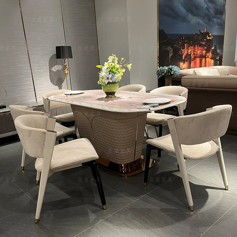 Dining table and chair Marble rectangular home dining table Italian minimalist dining table Light luxury rock plate table