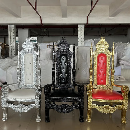 2pcs King Throne Chair High Back Royal Luxury Chair For Groom And Bride High Grade Hotel Furniture Throne Chair