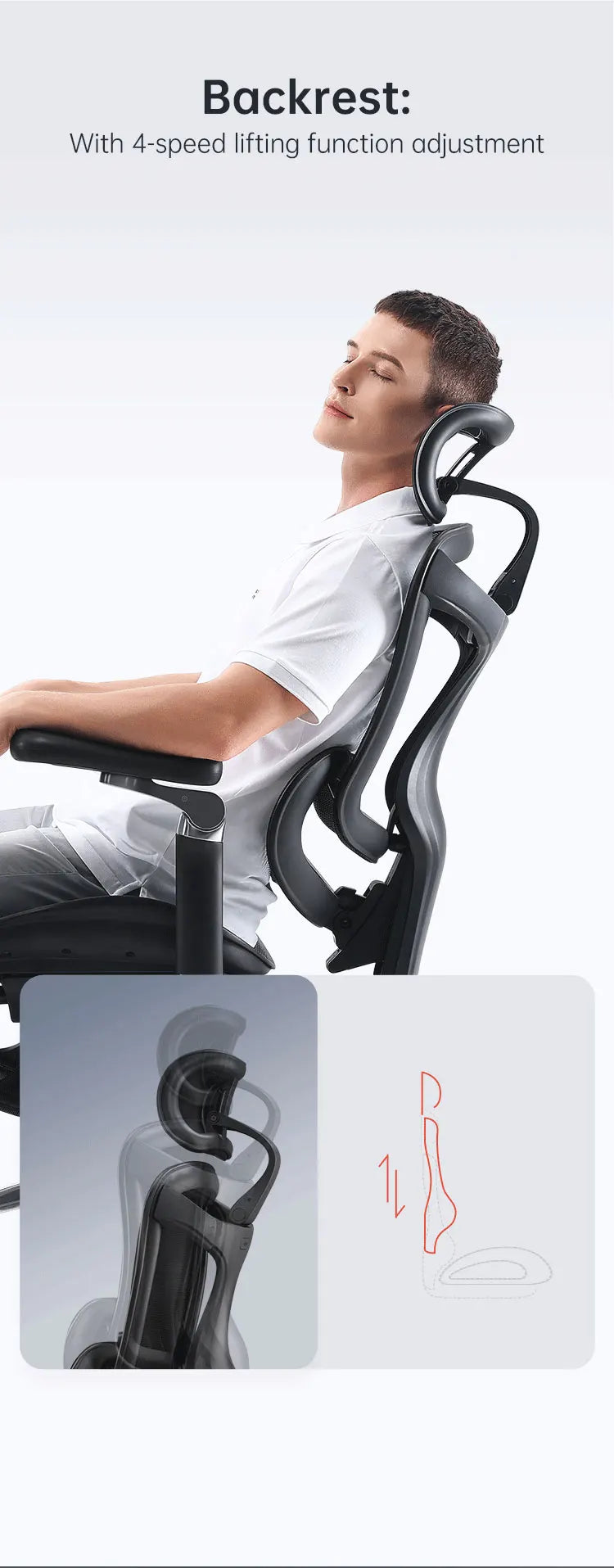 Sihoo A3 High Quality Back Mesh Fabric Swivel Computer Desk Chair Luxury Ergonomic Gray Office Chairs With Headrest