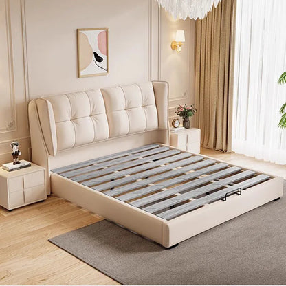 Home Simple Modern Double Bed Soft Master Leather Human King Double Bed Bedframe Luxury Muebles Para Dormitorio Nordic Furniture