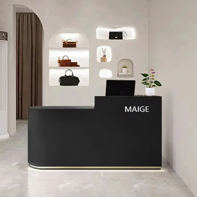 White Luxury Reception Desk Modern Small Checkout Shop Reception Counter Restaurant Study Escritorio Office Furniture LJ50RT