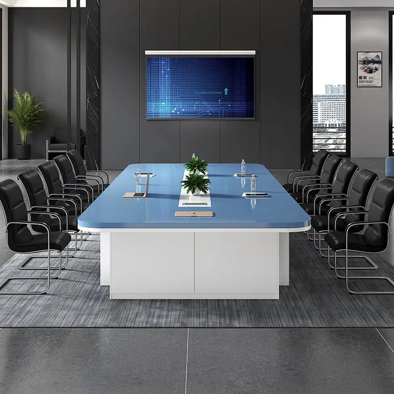 Long Customizable Conference Tables Office Meeting Table Meeting Table Design With Thick Desktop Metal Wire System