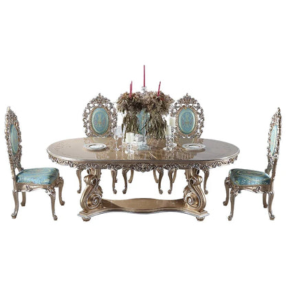 Palace French Rococo dining table and chair combination 1.9M European style villa neo-classical solid wood dining table luxury