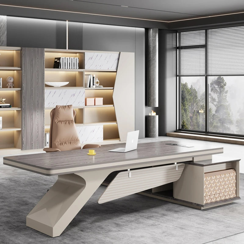 Modern Luxury Computer Desks Standing Storage Executive Wooden Office Desks Drawers Home Biurka Komputerowe Office Furniture