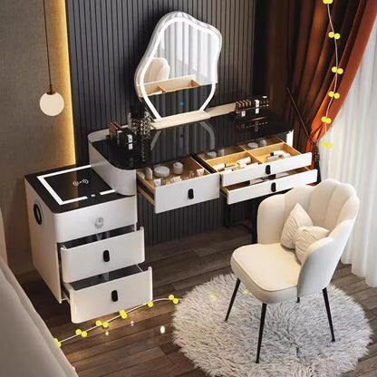 Nightstand Wood Mobile Dressers Mirror Pink Coffee Chair Storage Drawers Dressers Vanity Tavolo Da Trucco Bedrooms Furniture