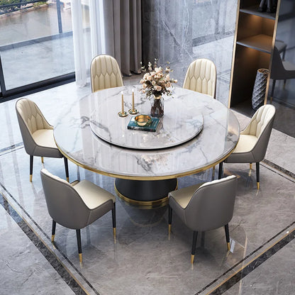 Round Luxury Dining Table Nordic Marble Style Modern Turntable Dining Table Home Minimalist Mesas De Comedor Home Furniture