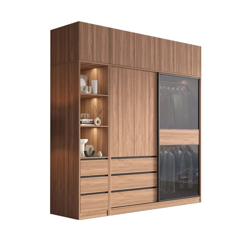 Floor Nordic Closet Art Designs Luxury Simple Bedroom Solid Wood Ventilation Glass Wardrobe Drawer Penderie House Furniture