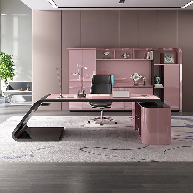 Floor Corner Office Desk L Shaped Reception Executive Luxury Computer Desks European Supplies Mesa Escritorio Modern Furniture