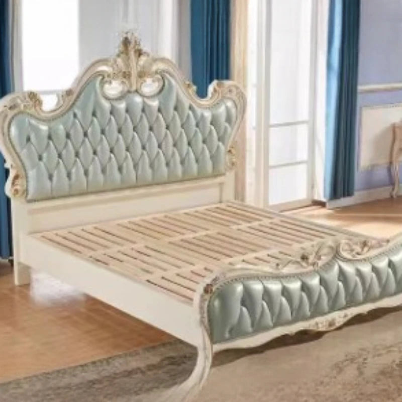 European Headboard Frame Double Bed House King Size Luxury Room Double Bed Princess Modern Letto Matrimoniale Bedroom Furniture