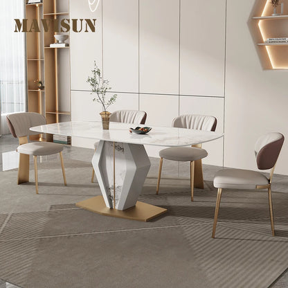 Center Luxury Dining Tables Chair Combination Small Apartment Modern Simple Dining Tables Marble Mesa Comedor Home Furniture