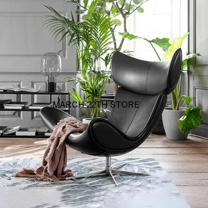 Nordic Leather Industrial Terrace Lounge Modern Minimalist Luxury Sofa Chairs Swivel Single Designer Furniture Living Room