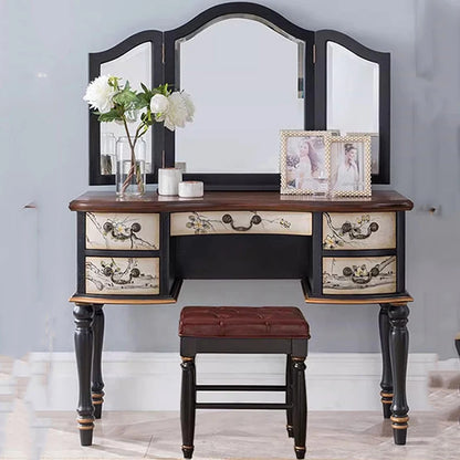 Storage European Dressing Table Mirror Women Wood Black Dressing Table Makeup Corner Toaletka Dla Dziewczynek Furniture Sets