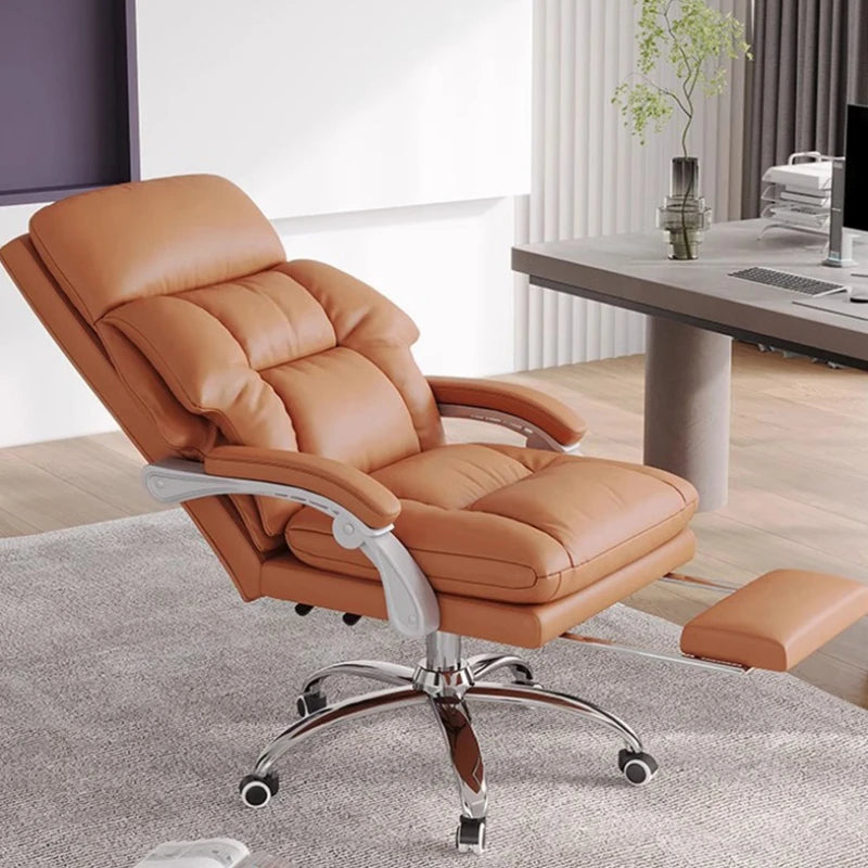 Faux Leather Support Office Chair Modern Luxairy Designer Ergonomic Chair Mobile Comfy Rolling Silla De Oficina Office Furniture