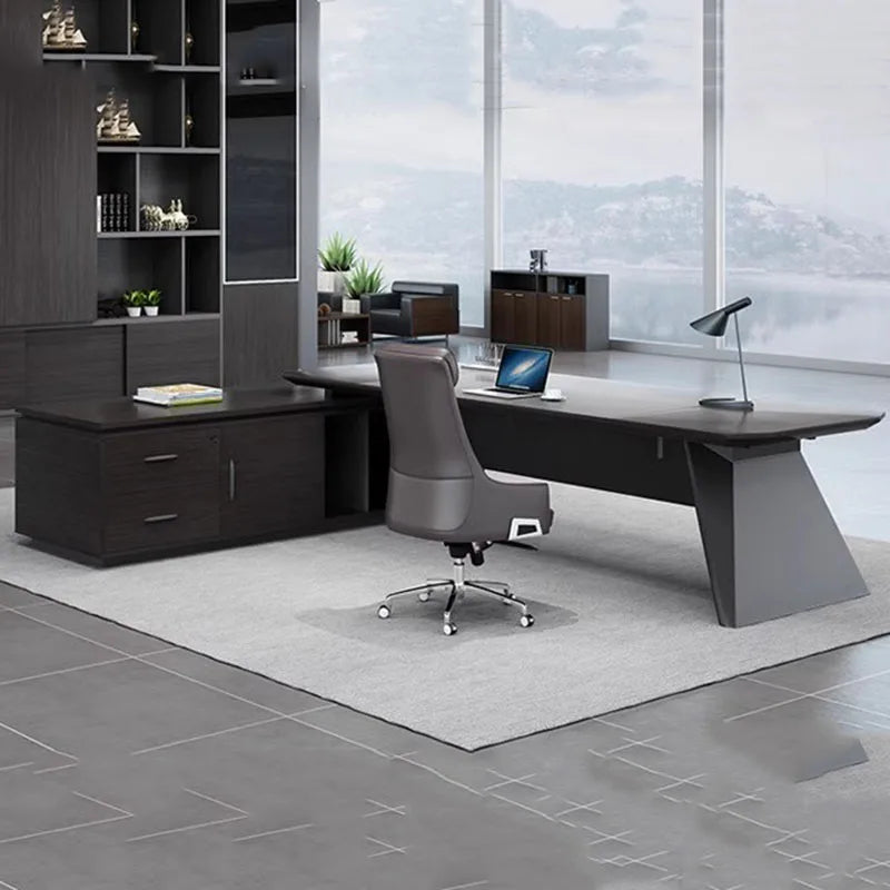 Executive Conference Office Desk Reception Dark Legs Shelf Computer Desks Living Room Drawers Mesa De Escritorio Home Furniture