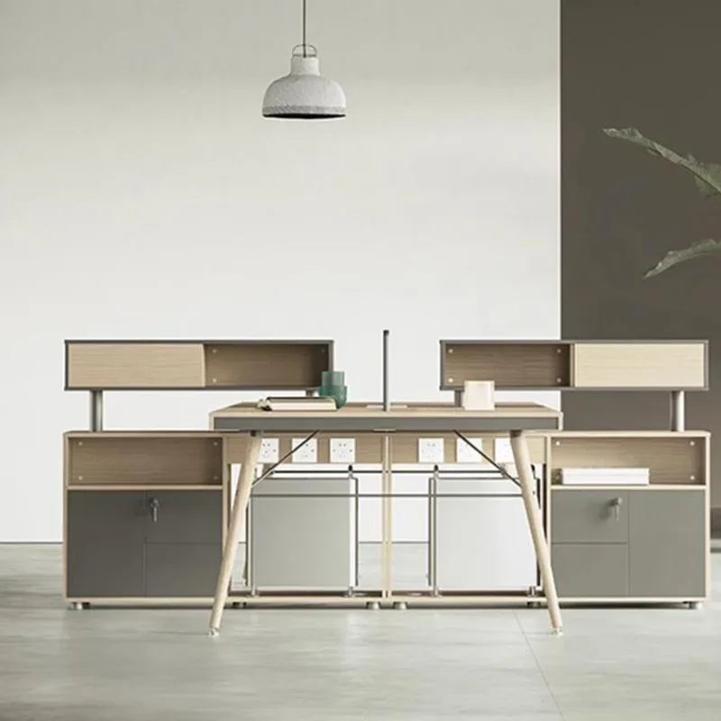 Modern Workflow Office Desk Executive Storage Desktop Organization Makeup Office Desk Workbench Scrivania LegnoFurniture HDH