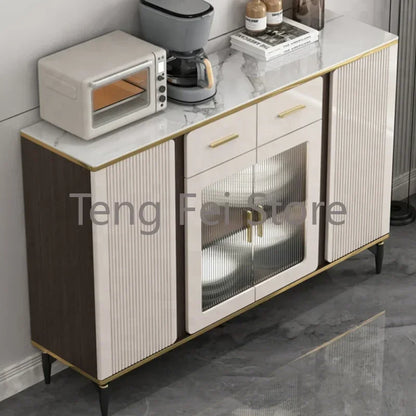 Closet Locker Sideboard Drawers Living Room Nordic Luxury Glass Display Sideboard Kitchen Storage Credenza Home Furniture SR50CG