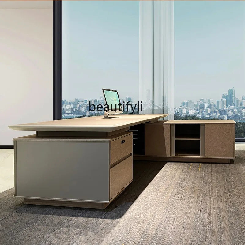 Boss Desk Office Desk Simple Modern Manager President Office Desk and Chair Combination Executive Desk High-End Office Furniture