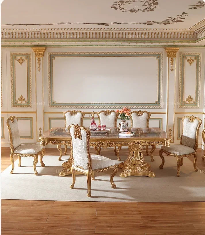 French palace style long dining table and chair combination of classical luxury dining table European restaurant furniture