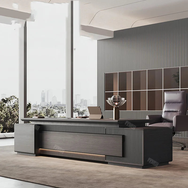 Executive Writing Office Desk Study Corner Modern  Black Desk L Shape Shelf Mesa Para Computador Office Desk Table Furniture