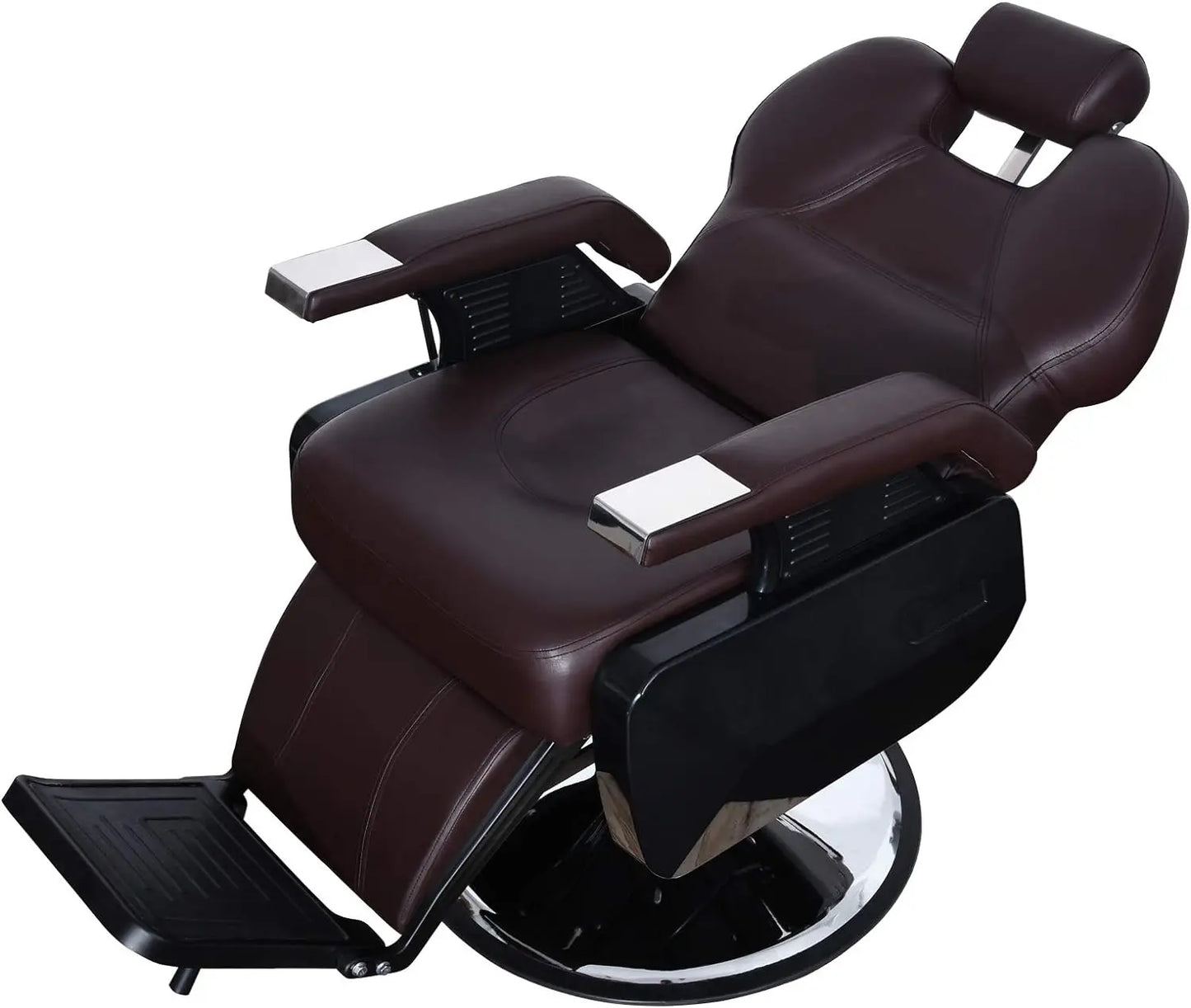 BarberPub Heavy Duty Reclining Barber Chair All Purpose Hydraulic Salon Chair for Barbershop Stylist Tattoo Chair 2687 (Brown)