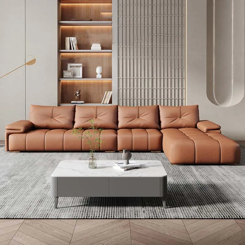 Leather Living Room Sofas Luxury European Modern Corner Sofa Comfortable Lounge Sofa Sala De Estar De Luxo Nordic Furniture