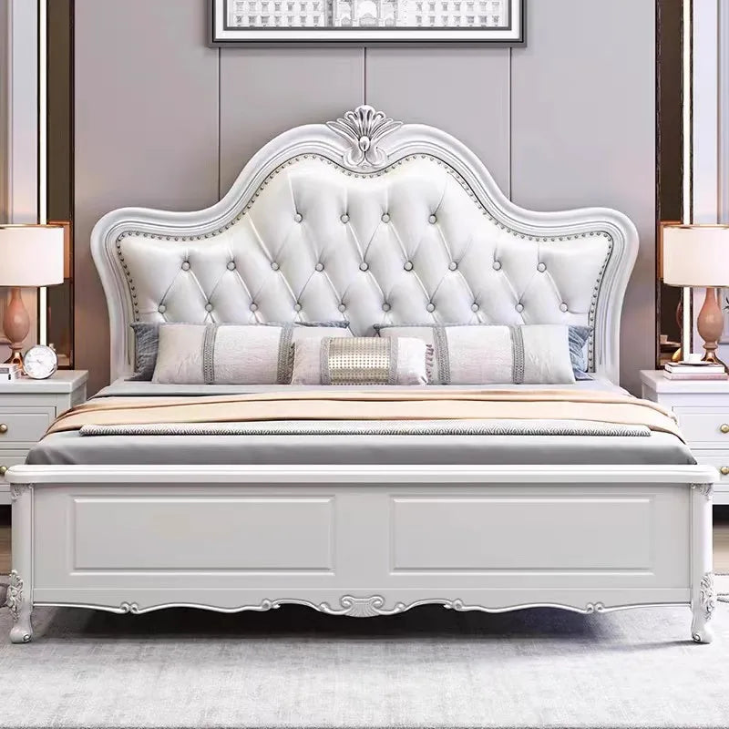 Queen Headboard Double Bed Luxury Nordic Unique Twin Living Room Double Bed Modern White Cama Matrimonial Bedroom Furniture