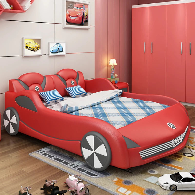 Children Luxury Boys Bed Pretty Unique Cute Nightstand Wood Storage Bed Car Design Camas Moderrna Inteligentes Bedroom Furniture