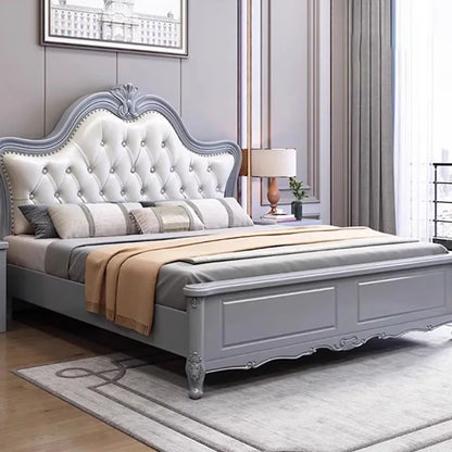 European Luxury Double Bed Wood Villa Storage Safe Headboard Twin Bed Frame King Size Sleeping Letto Matrimoniale Home Furniture