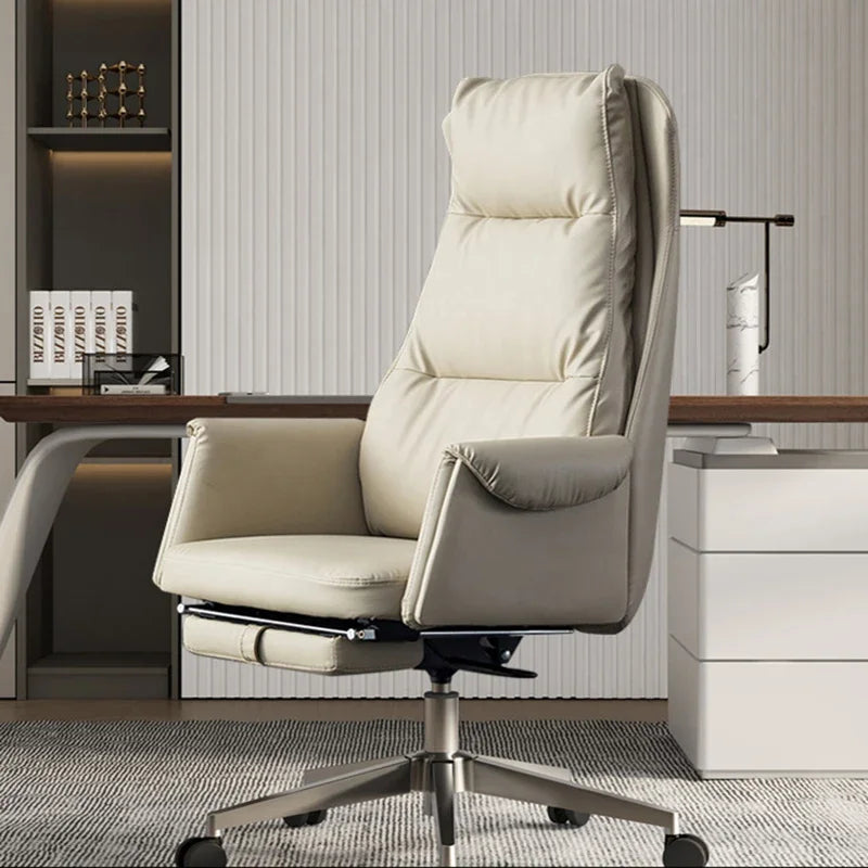 Leather Office Ergonomic Chair Swivel Comfort Reading Modern Luxury Chair Rolling Nordic Meubles De Salon Office Furniture