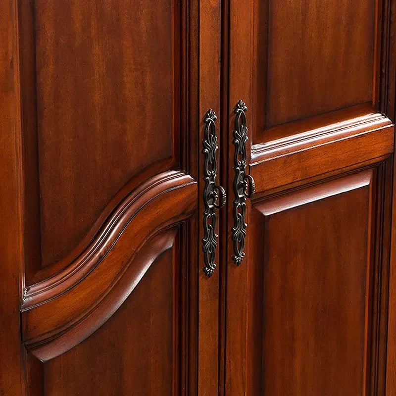 Solid Wood Carved Wardrobe Luxury Room Slide Door Wardrobe Country Bedroom Three-Door Wardrobe bedroom furniture commode chambre