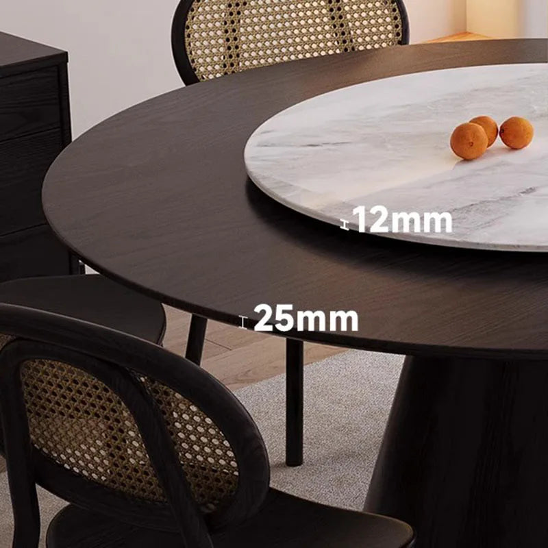 Wood Modern Dining Table 8 People Living Round Turntable Dining Table Chair Luxury Muebles Para El Hogar Kitchen Furniture