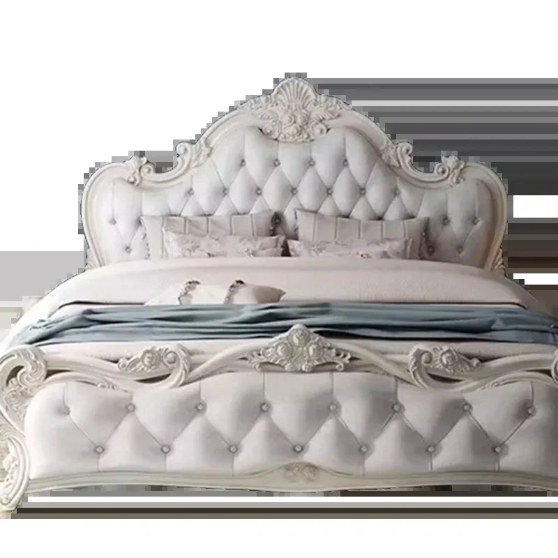 Luxury Queen Double Bed Modern King Headboard Frame Double Bed Girl Wood Sleeping  Bedroom Furniture