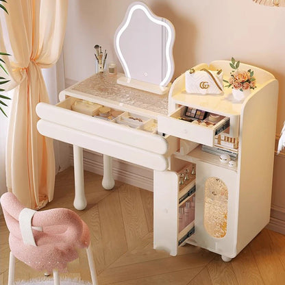 Simple White Dresser Table Stool Storage Natural Wood Dresser Table Vanity Minimalist Penteadeira Para Quarto Bedroom Furniture