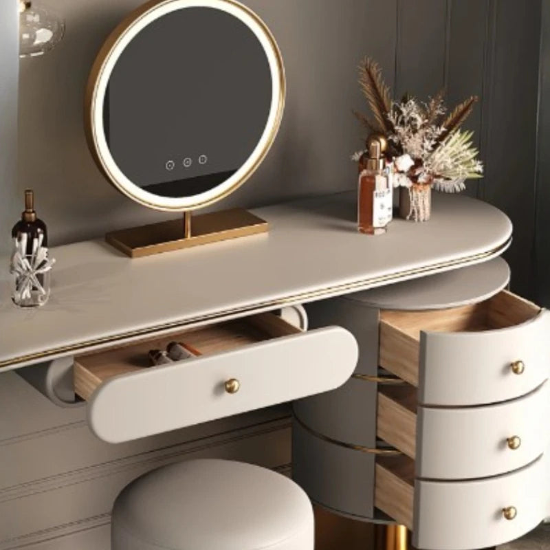 Modern Storage Vanity Dresser Makeup Nordic Shelf Desk Dressing Table Luxury Living Room Tocador Maquillaje Bedroom Furniture