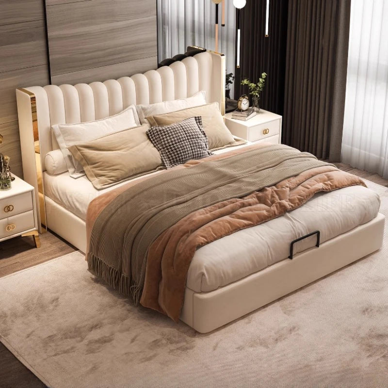 Elegant Modern Double Bed Luxury Storage King Size Bed Comferter Italian Cama Matrimonial Bedroom Set Furniture