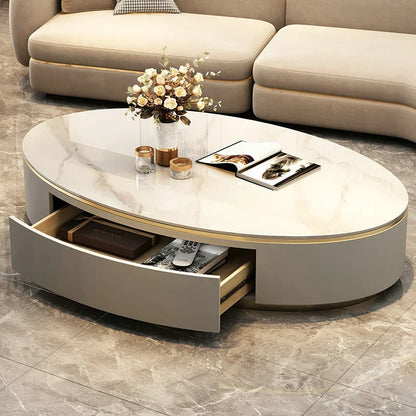 Oval Storage Coffee Table For Living Room Luxury Marble Nordic Coffee Table Modern Design Table Basse De Salon Home Furniture