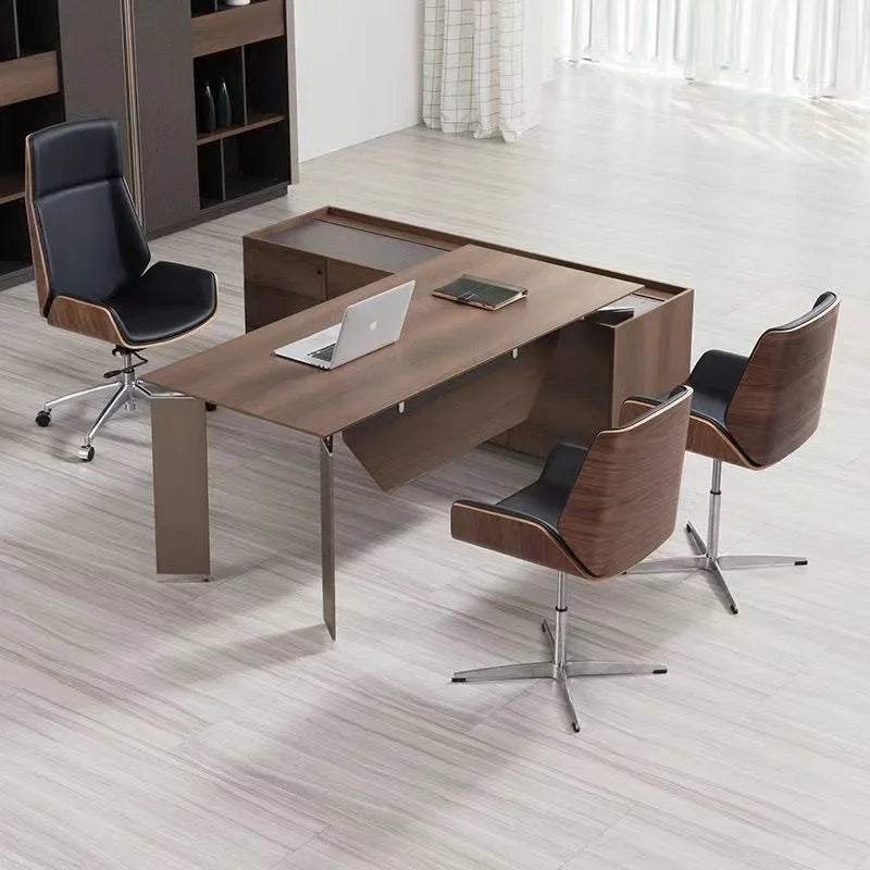 High-Back Bentwood Swivel Office Computer Chair Micro Fiber Leather Office Furniture For Home,Conference Task Leather Armchair