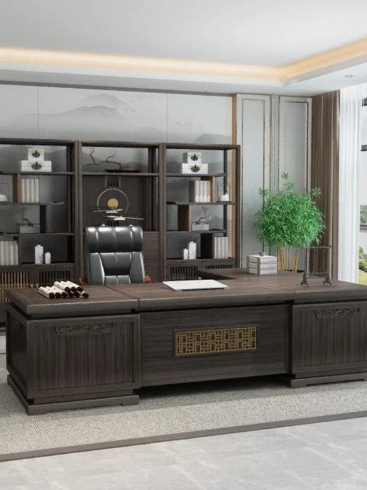 Boss  Executive Desk Chair Combination Solid Wood Atmospheric President Ugyen Wood office furniture