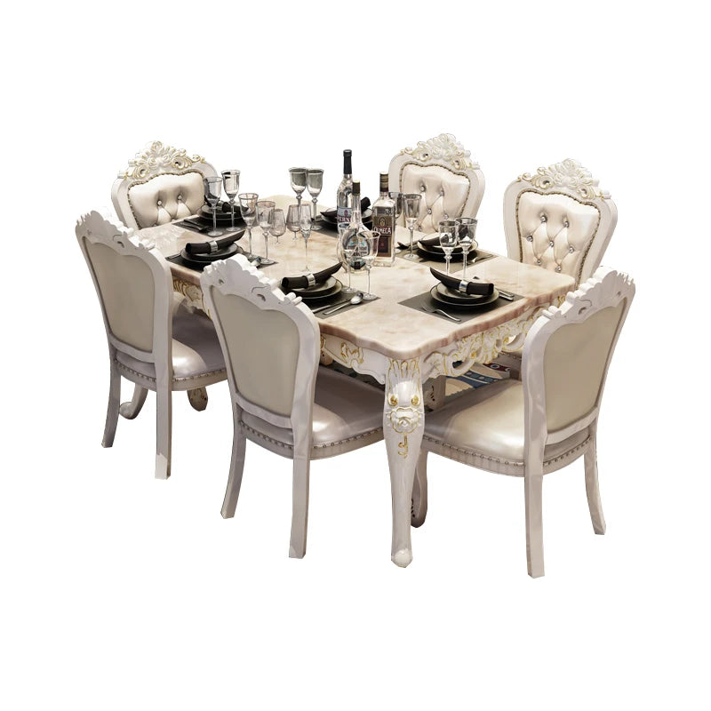 European-style Marble Dining Table and Chair Combination Simple European Nordic Household Small Apartment Rectangular Luxury Hig