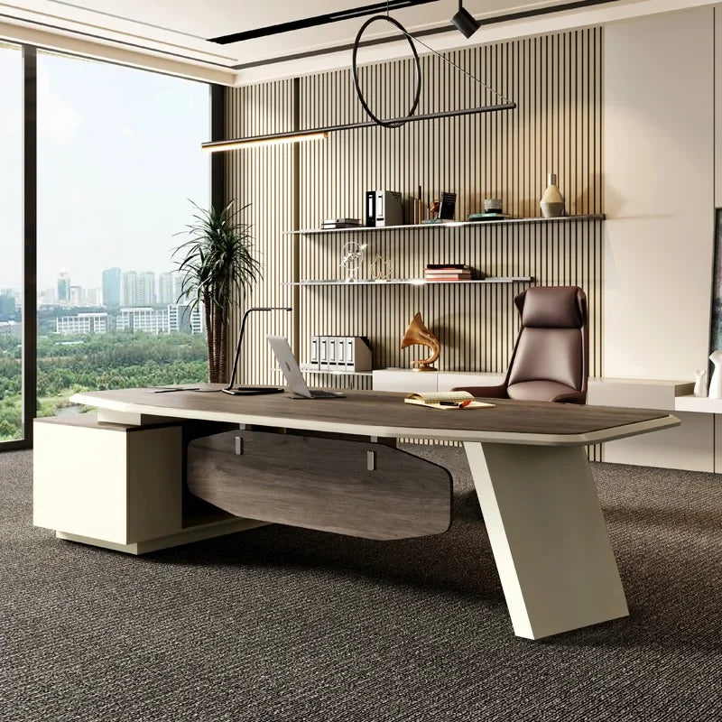 Simple modern desk atmospheric computer  single executive  fashion office and chair