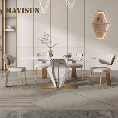 Center Luxury Dining Tables Chair Combination Small Apartment Modern Simple Dining Tables Marble Mesa Comedor Home Furniture